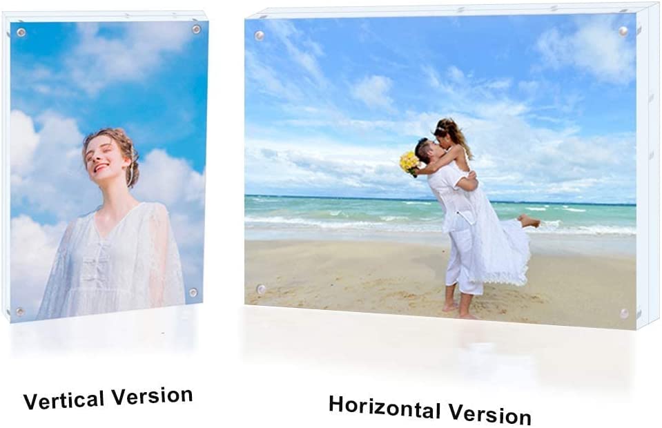 Acrylic Picture Frame Magnetic Closure Double Sided Photo Frame for Tabletop Decorative Display, Tickets, Postcards