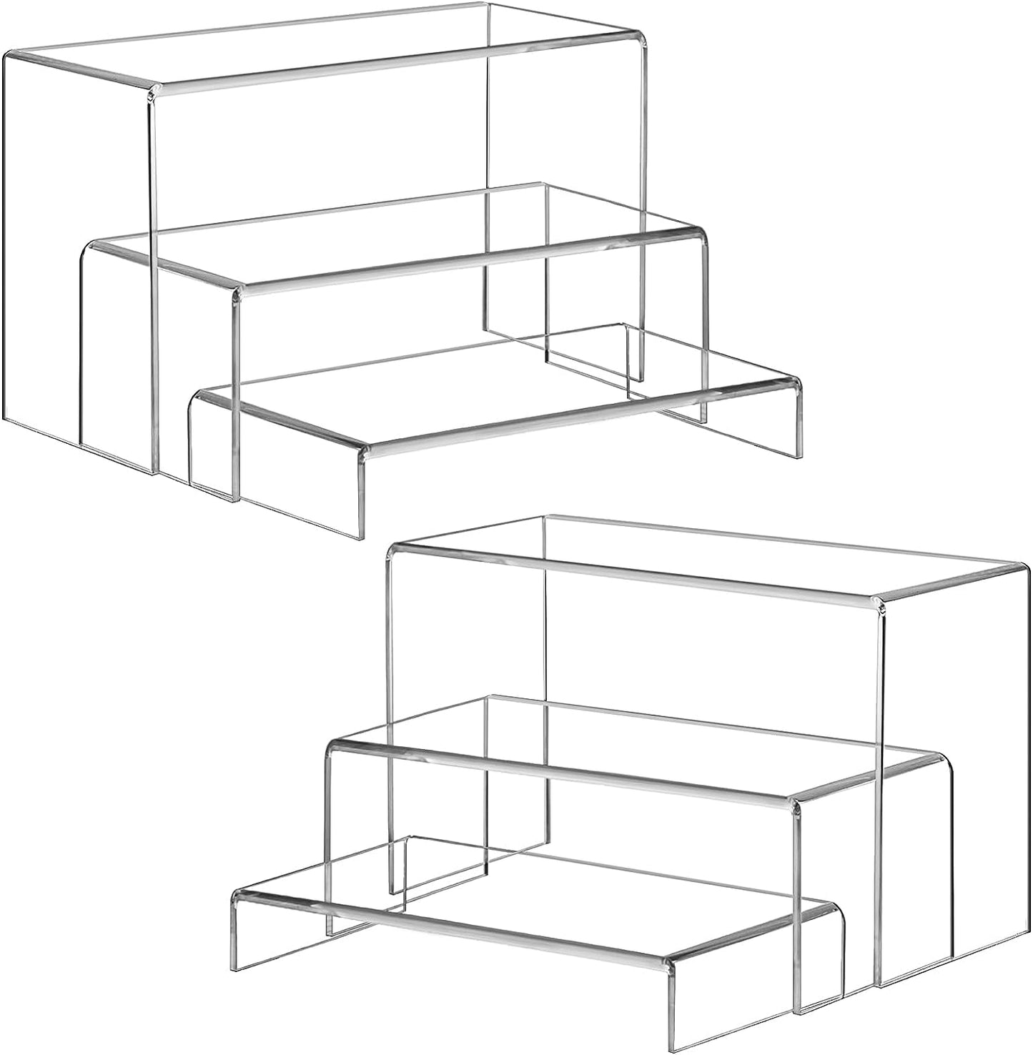 Acrylic Risers, Wide Rectangular Tabletop Display Riser Shelf for Cupcake Stand Collectibles Display Retail Showcase