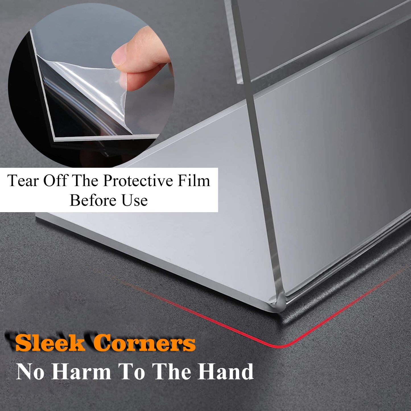 Acrylic Sign Holder 8.5 x 11 Inches,6 Pack Acrylic L Shape Slant Back Sign Holder Plastic Display Stand for Office Store