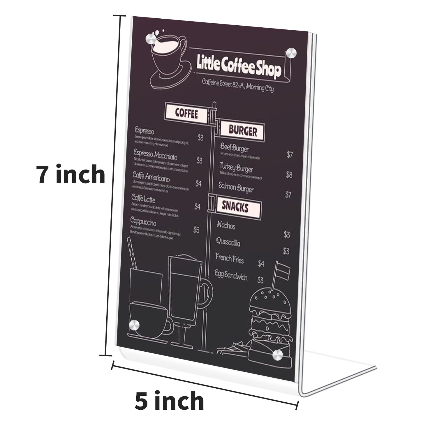 Acrylic Sign Holder Clear Plastics Sign Stand L shape Magnetic